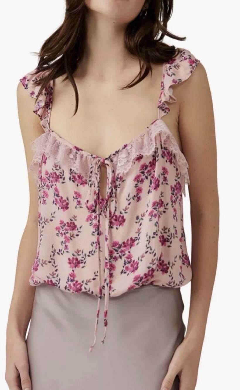 Intimately Dahlia Floral Lace Trim Bodysuit
